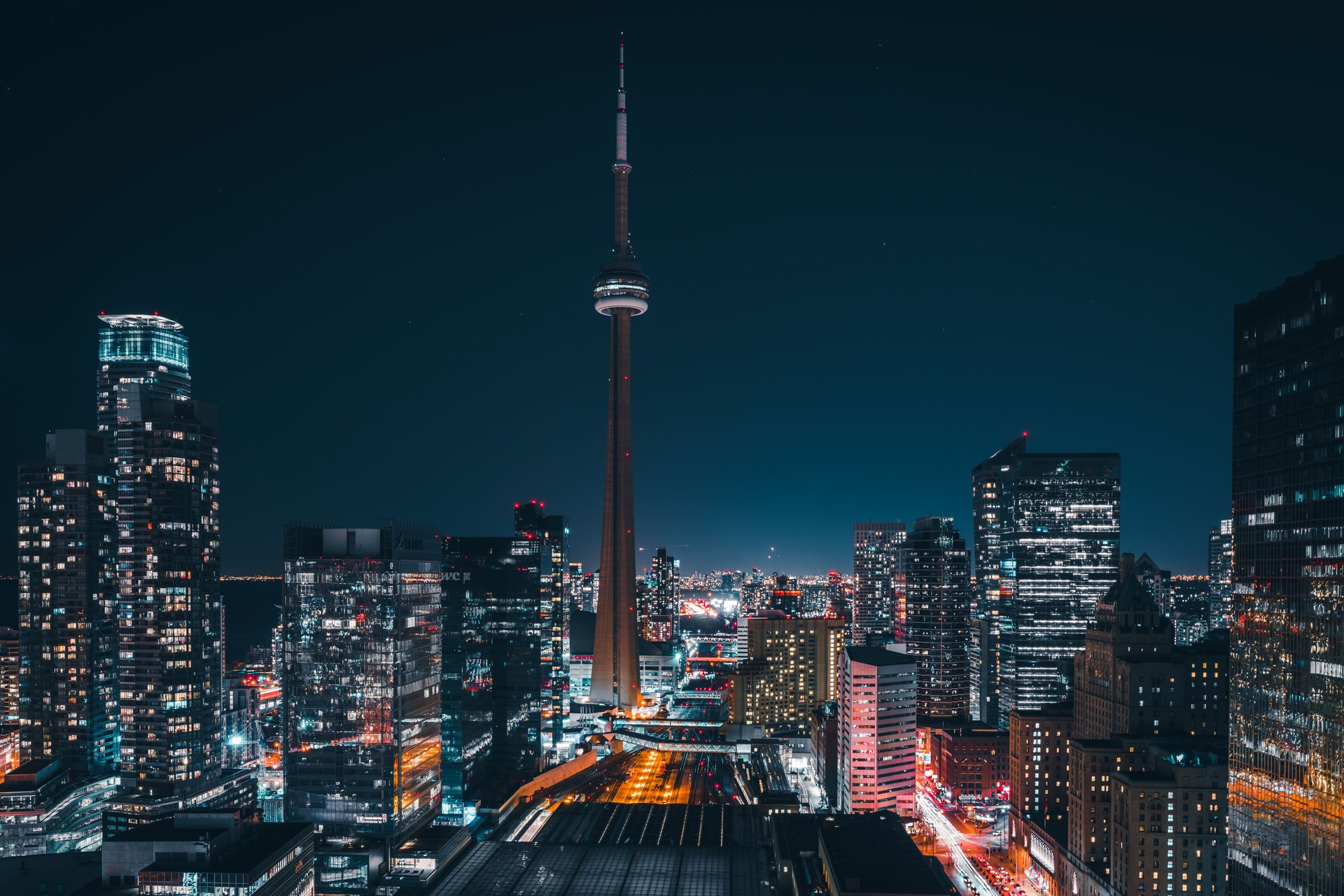 Modern Futuristic Night Toronto City Skyline